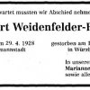 Weidenfelder-Ruehn Albert 1928-2003 Todesanzeige